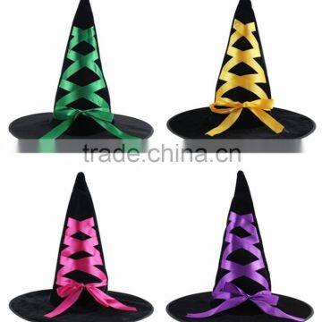 Velvet witch hat with ribbon