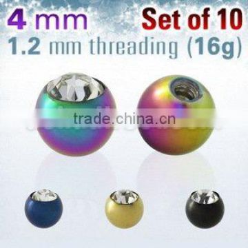 anodized steel balls with clear crystals