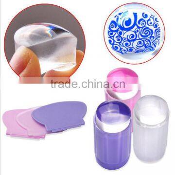 Transparent DIY Nail Art Stamping Stamper Scraper Set 2.8cm Clear Jelly Nail Polish Stamp