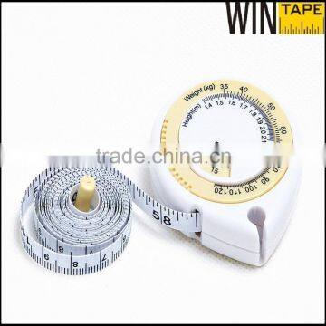 Yellow White Name Brand Printing Wholesale Body Fat Healthy Mini BMI Calculator with Tape Measure