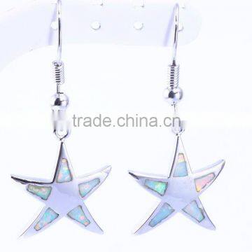 Wholesale 925 Sterling Silver Blue Opal Starfish Earrings photo-3