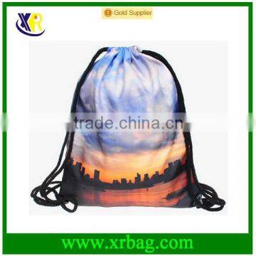 Women Mochila Man Sport Gym Bags Travel Backpack Sunset Printing Drawstring Bag Polyester