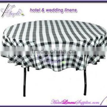 90 inch round iron-free seamless black and white checkered tablecloths