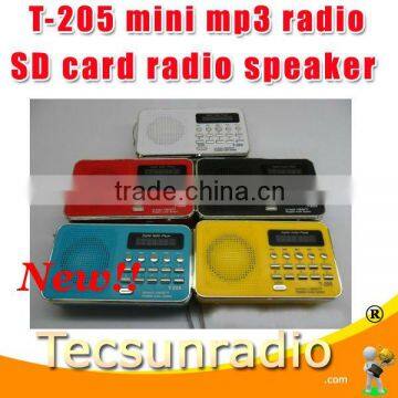 T-205 mini radio mp3 radio fm radio usb sd card reader speaker