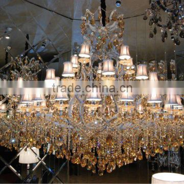 Big Amber K9 Crystal Chandelier for Hotels Decoration with CE