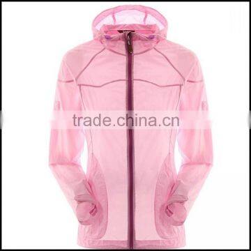 spring and summer of sun protection clothing and thin jacket sport for ladies and with front -zip waterproof rain jacket