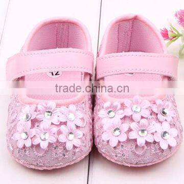 2016 Pink Toddler Shoes With Adorable Flower Decorate Baby Rubber Shoes Quality Choice photo-2