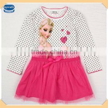 (H5081) WB 18M-6Y new arrival baby long sleeve dresses 100% cotton girls frozen dress children fashion clothes