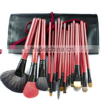 professional red/black 18 piece cosmetic makeup brush set with make up case