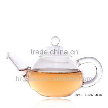 Small borosilicate glass tea pot with glass filter and glass lid