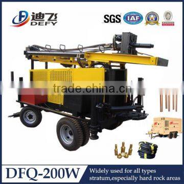 Manufacturer of 200m water well drilling rig DFQ-200W with DTH Hammer and DTH Bit