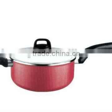 Stripe design aluminum saucepan