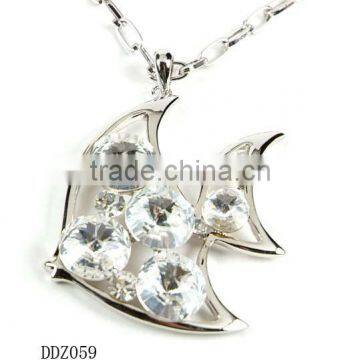 Fashion jewelry,Crystal /Rhinestone Necklace Fish Pendant