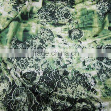 Green Embroidery Design Satin Digital Printing Fabric For Luxury dress