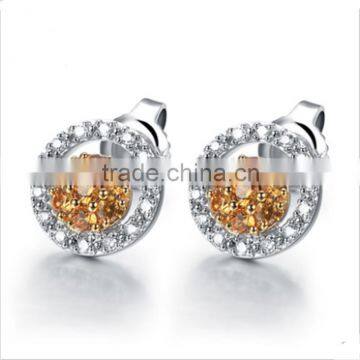 18K gold golden diamond earring sapphire diamond earring