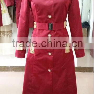 2015 Newest girdle coat, Gold Selvage trench coat,OEM, Garment Clothing factory