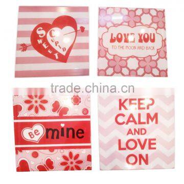 10cm or 20cm square coasters with various valentine's design