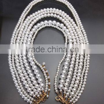 European And American Big Exaggerated Retro Multilayer Pearl Clavice Chain Bends Long Necklace photo-2