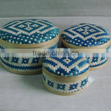 Handicraft Vietnam bamboo basket, Set of 3 bamboo box, cheap basket, decoration and storage box