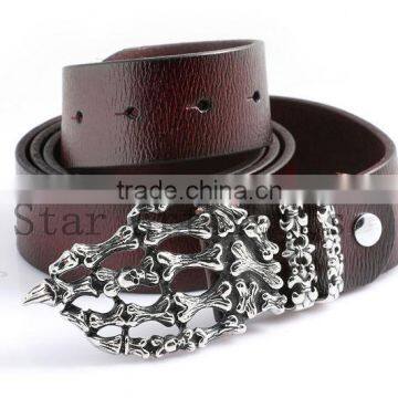 Business Men Accessory Cool Skull Element Design Buckles Fine Leather Belts Shenzhen promotion Products