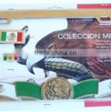 Mexico Flag on Gold Plated Brass Kit Frame