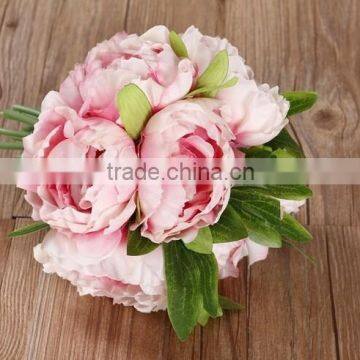 High Quality Silk Flower Artificial Peony Flowers Fake Leaf Wedding Home Party Decoration Bouquet photo-4