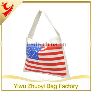 Promotional america usa Flag Canvas Shopping Bag with Long strap