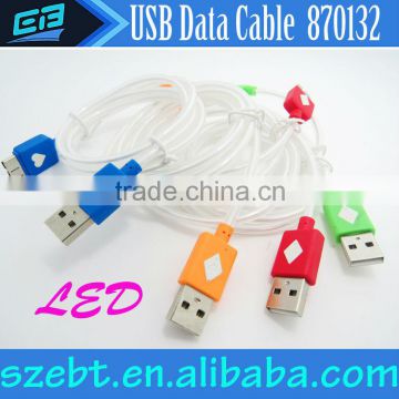 LED design data transmission USB Cable sync for phones & tablet pc