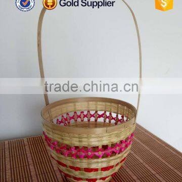 2016 Wholesale New Style Empty Round Bamboo Mesh Fruit Basket With Handle photo-4