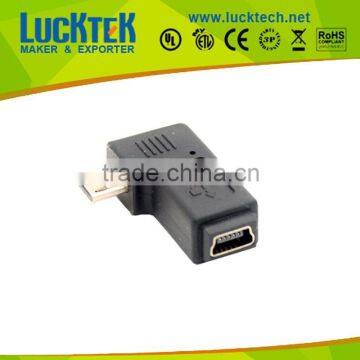 left angle Micro USB Male to Mini USB female adapter