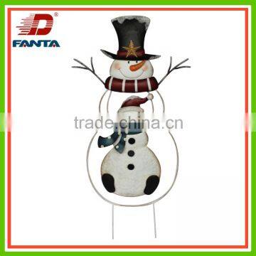 Excellent iron Christmas snowman stake for outdoor decoration