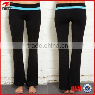 Wholesale women colorblocked fit & flare yoga pants,cheap gym yoga pants 2016