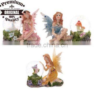 polyresin flower fairy sitting with water ball