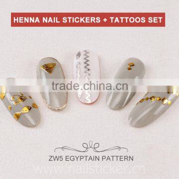 Custom High Quality Egyptian Pattern Nail Art Sticker Decals 3d Nail Sticker Metallic Tattoo Sticker Set photo-3