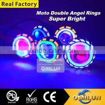 Factory direct LED motorcycle lamp with double angel eyes with 12 warranty months