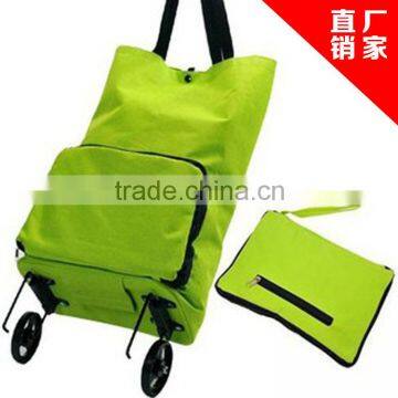 Fashionable foldable canvas Vegetable shopping bag with wheels