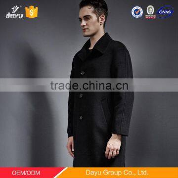 Long Woven Woolen Winter Overcoat Wool Cashmere Coat Men Parkas Hombre photo-2
