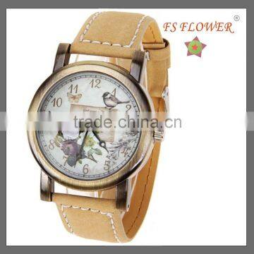 FS FLOWER - Cheap Fashion Bronze Color Vintage Style Watches Womens