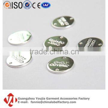 Engraved Company Logo Pendant Round Shape Metal Name Tag With Holes