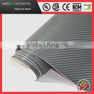 Car Body Wrap 1.52*30M 4D Gray Carbon Fiber Decal sheet Vinyl Sticker