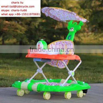 China factory cartoon style kids toy plastic baby walker with suncover