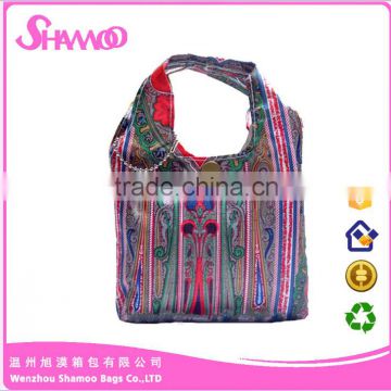 Foldable 210D Polyester Floral Printing Promotional Shopping Bag