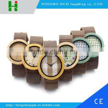 Hotsale bamboo watches with leather strap wooden watches