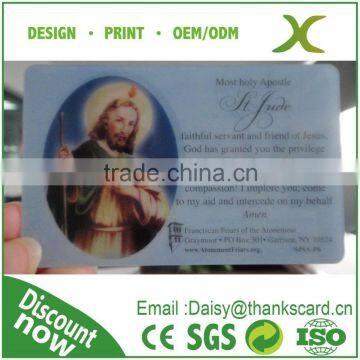 Free Design~~!!Plastic Transparent pray card/ Hard PVC pray card