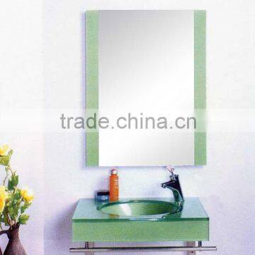 Modern Green Wall-hung Tempered glass wash basin vanity cabinet 7049