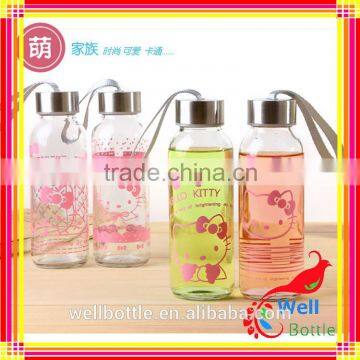 450ml Glass Water Bottle With Metal Lid Good in Sealing Add Silk Printing Glass photo-2