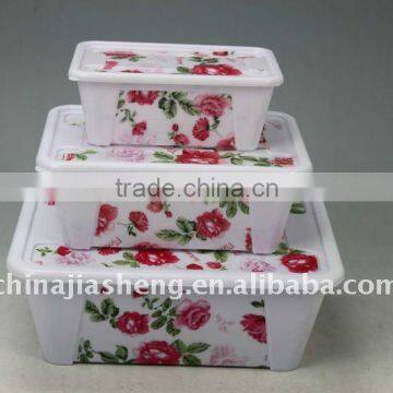 flower print plastic lunch box