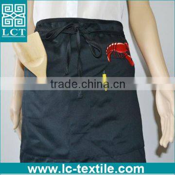 cute design lobster pantter embroidered black cotton waist apron