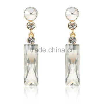 Sparkling strip-type shape cubic zircon charm earring 18k yellow gold plated jewelry party jewelry