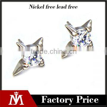 Hot Selling Stainless Steel Silver Diamond Shiny Earring Unisex Jewelry